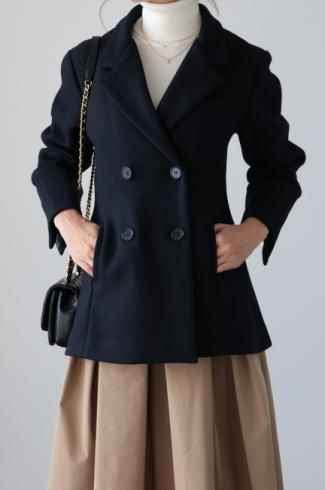 <img class='new_mark_img1' src='https://img.shop-pro.jp/img/new/icons56.gif' style='border:none;display:inline;margin:0px;padding:0px;width:auto;' />A line double breasted wool jacket / navy
