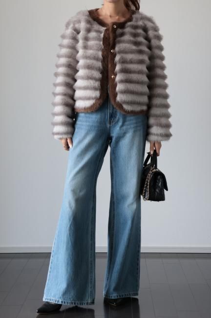 Madder vintage ファー コート ジャケット ベージュ 新品 wave design eco fur jacket / gray - Madder vintage