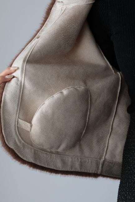 wave design eco fur jacket / beige - Madder vintage wave design eco fur jacket / beige - Madder vintage