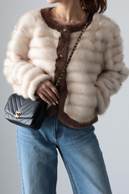 wave design eco fur jacket / beige - Madder vintage wave design eco fur jacket / beige - Madder vintage