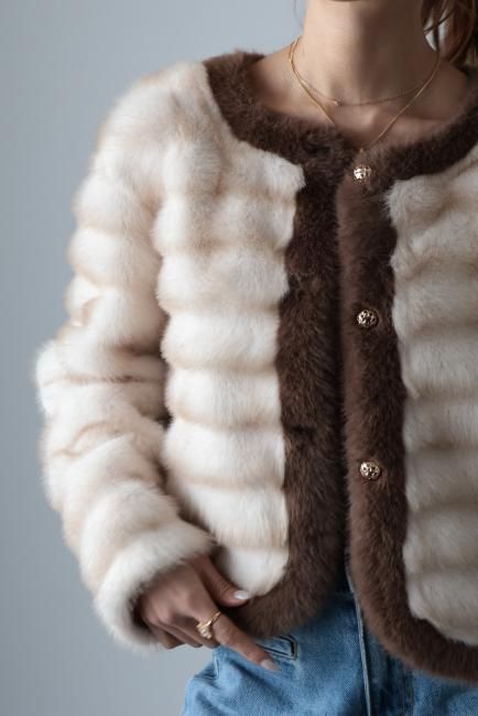 素晴らしい価格 fur eco design wave jacket vintage Madder - beige / ジャケット・アウター