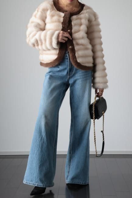 wave design eco fur jacket / beige - Madder vintage wave design eco fur jacket / beige - Madder vintage