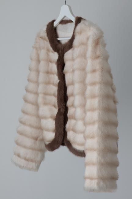 wave design eco fur jacket / beige - Madder vintage