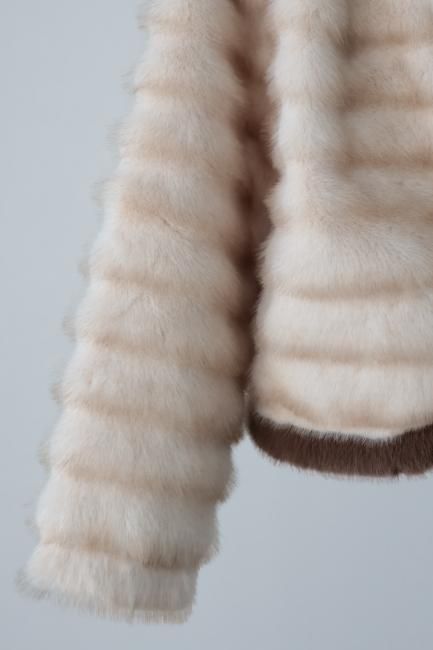 wave design eco fur jacket / beige - Madder vintage