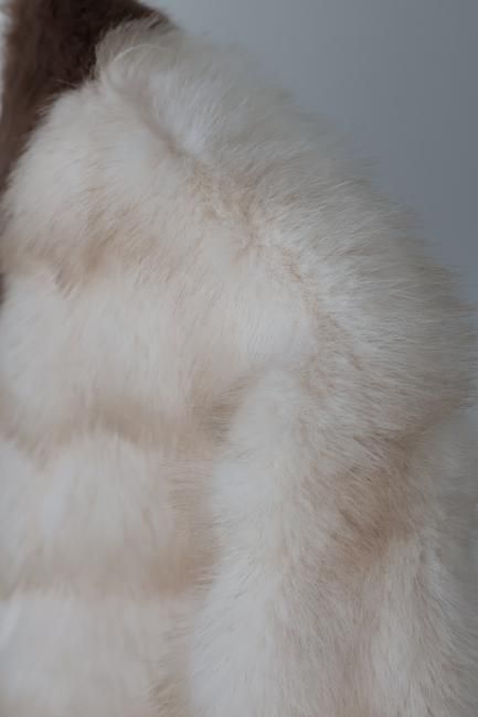 wave design eco fur jacket / beige - Madder vintage