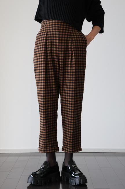 vintage】KENZO / shepherd check wool tapered pants - Madder vintage】KENZO / shepherd check wool tapered pants - Madder