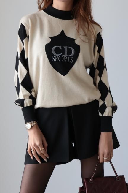 vintage】Christian Dior / CD logo embroidery knit top vintage】Christian Dior / CD logo embroidery knit top