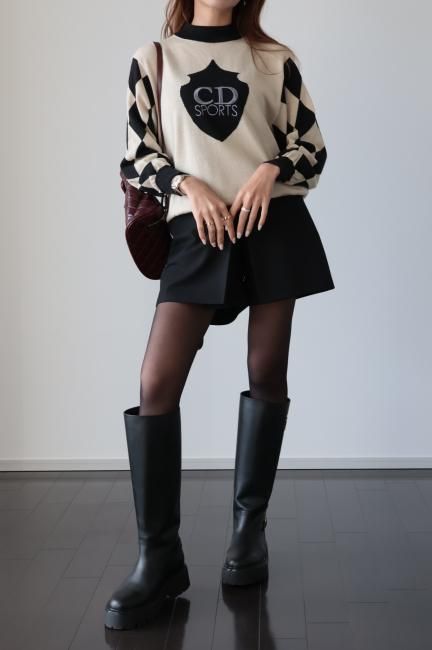 vintage】Christian Dior / CD logo embroidery knit top