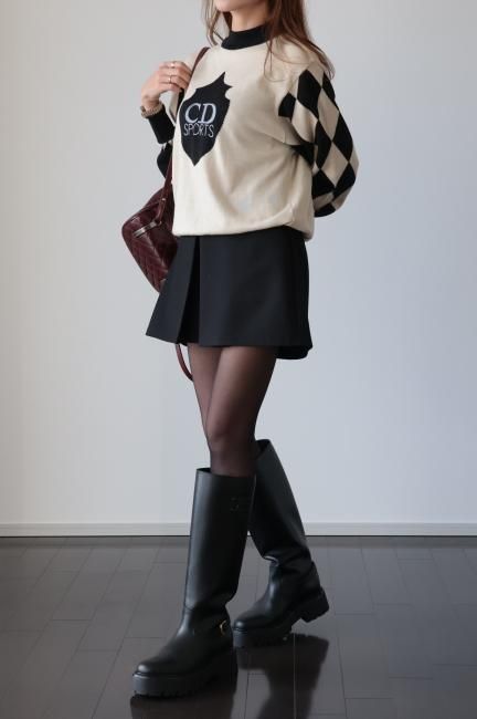 【美品】ヴィンテージディオール　CDロゴ刺繍コットンニットセーター　Fサイズ　緑 美品】ヴィンテージディオール CDロゴ刺繍コットンニット