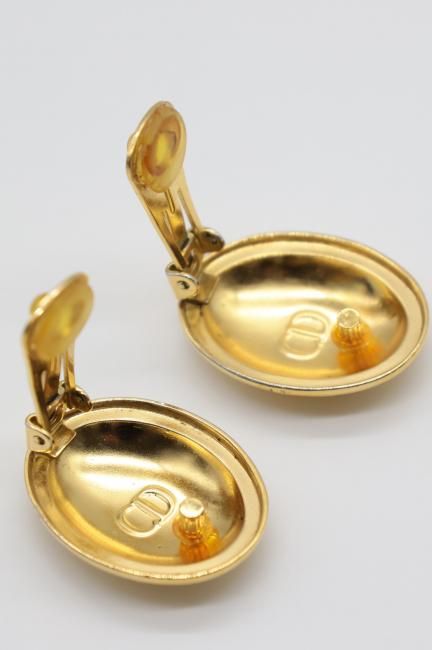 vintage】Christian Dior / CD logo oval earrings - Madder vintage