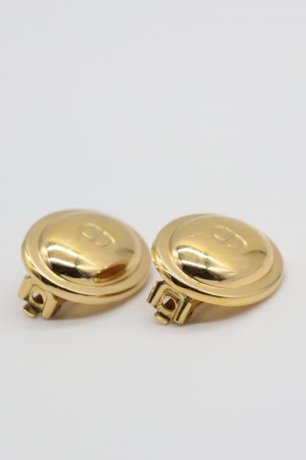 vintage】Christian Dior / CD logo oval earrings - Madder vintage