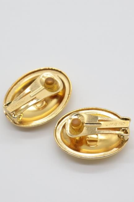 おしゃれ上級者☆真鍮製Dior\tASTERODIOR イヤーアクセサリー vintage】Christian Dior / CD logo oval earrings - Madder vintage