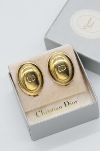 vintageChristian Dior / CD logo oval earrings