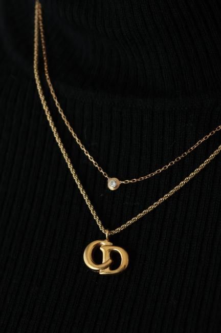vintage】Christian Dior / CD signature logo top necklace