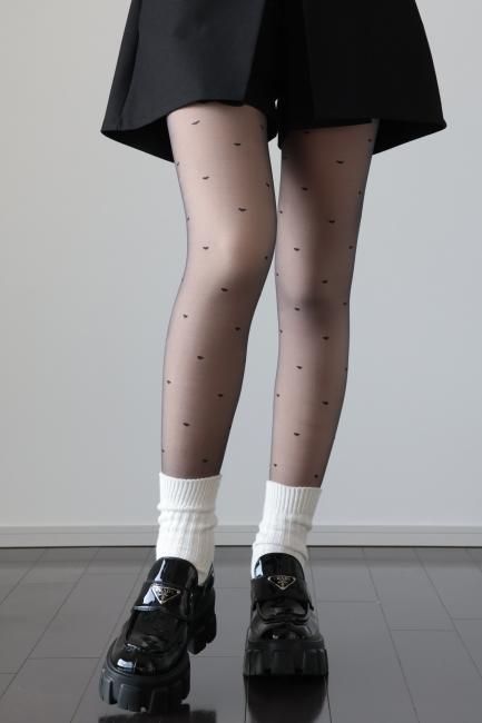 small heart dots tights / beige - Madder vintage small heart dots tights / beige - Madder vintage
