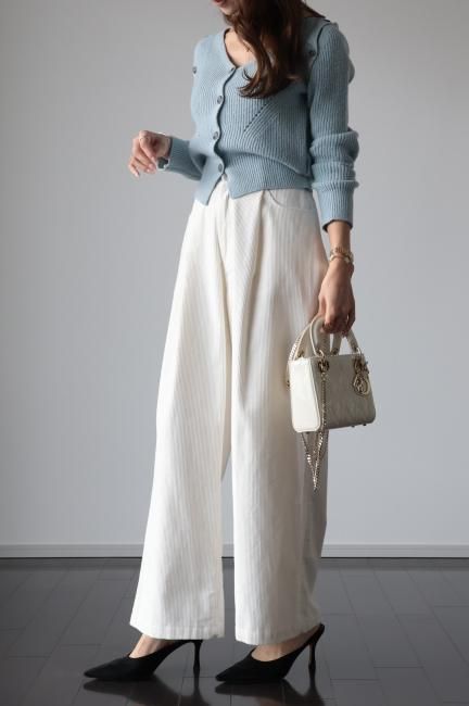 high waist wide corduroy pants / white - Madder vintage high waist wide corduroy pants / white - Madder vintage