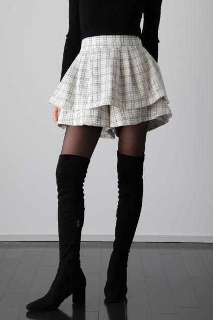 layered design tweed culottes skirt / white - Madder vintage layered design tweed culottes skirt / white - Madder vintage