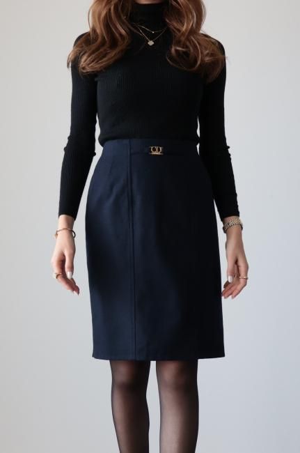 vintage】Christian Dior / CD logo buckle tight skirt vintage】Christian Dior / CD logo buckle tight skirt