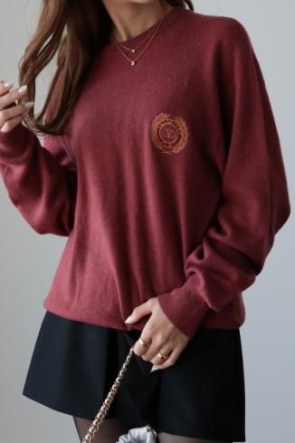 USEDVALENTINO / logo embroidery cashmere knit top 