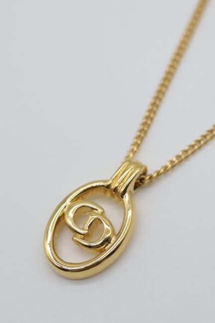 vintage】Christian Dior / CD logo oval top necklace - Madder
