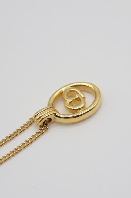 vintage】Christian Dior / CD logo oval top necklace - Madder