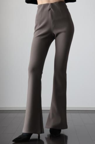 high waist stretch flare pants / warm gray