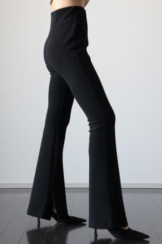 high waist stretch flare pants / black