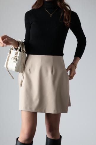 wide leg culottes pants / beige