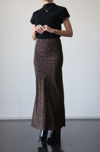 leopard long mermaid skirt / blackbrown
