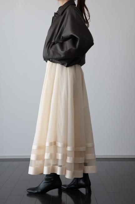 MAISEL】satin piping layered tulle skirt / ivory - Madder