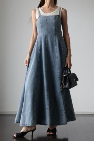 <img class='new_mark_img1' src='https://img.shop-pro.jp/img/new/icons14.gif' style='border:none;display:inline;margin:0px;padding:0px;width:auto;' />PRE-ORDERback shirring denim camisole dress / blue