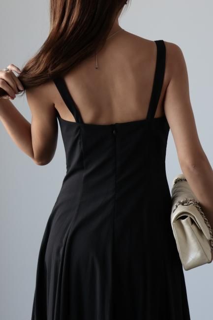 square neck sleeveless long dress / black - Madder vintage