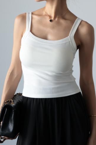 <img class='new_mark_img1' src='https://img.shop-pro.jp/img/new/icons14.gif' style='border:none;display:inline;margin:0px;padding:0px;width:auto;' />pat in square neck rib camisole / white
