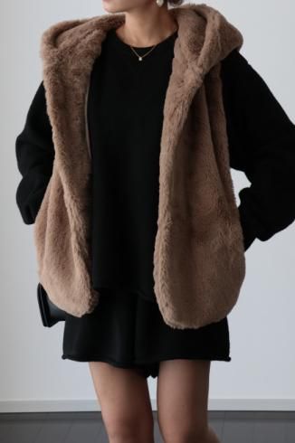 <img class='new_mark_img1' src='https://img.shop-pro.jp/img/new/icons14.gif' style='border:none;display:inline;margin:0px;padding:0px;width:auto;' />eco fur hoodie vest / brown