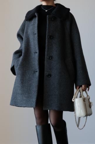 <img class='new_mark_img1' src='https://img.shop-pro.jp/img/new/icons14.gif' style='border:none;display:inline;margin:0px;padding:0px;width:auto;' />boa collar single breasted A line midi coat / gray