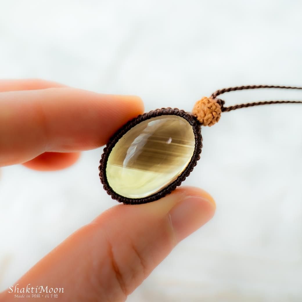 スモーキークォーツネックレス マクラメ