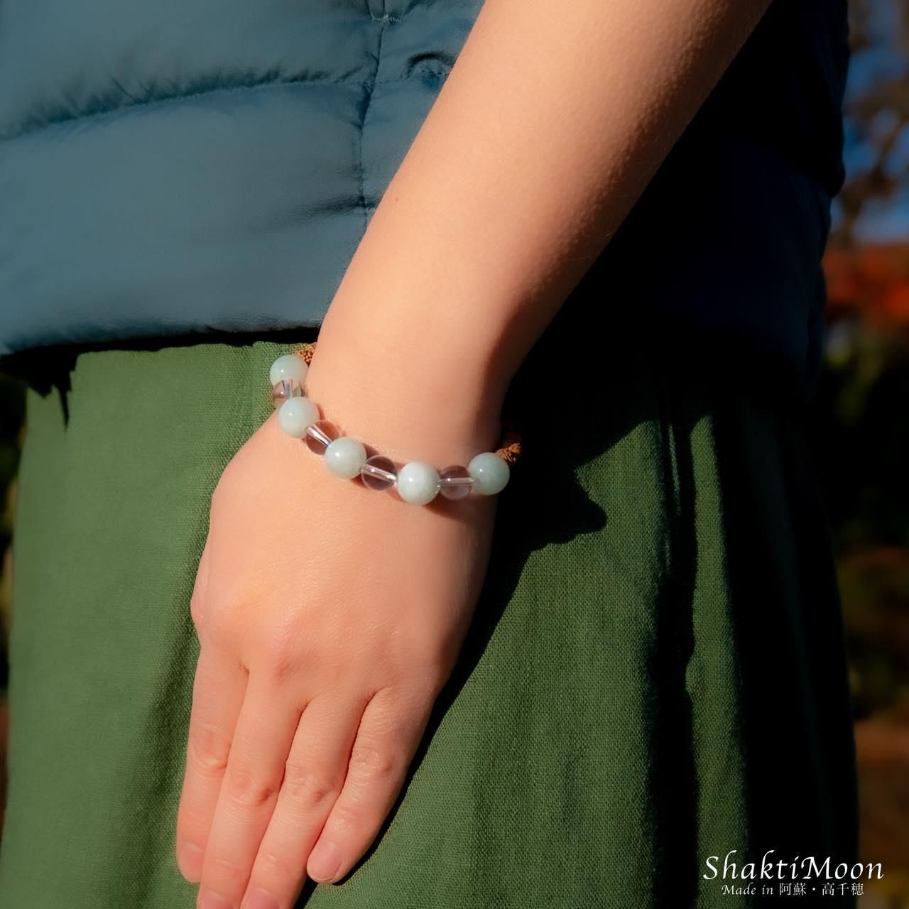 中国道教守り翡翠、天然石 成功と繁栄のお守り！ライトグリーン！翡翠（ひすい） ×水晶