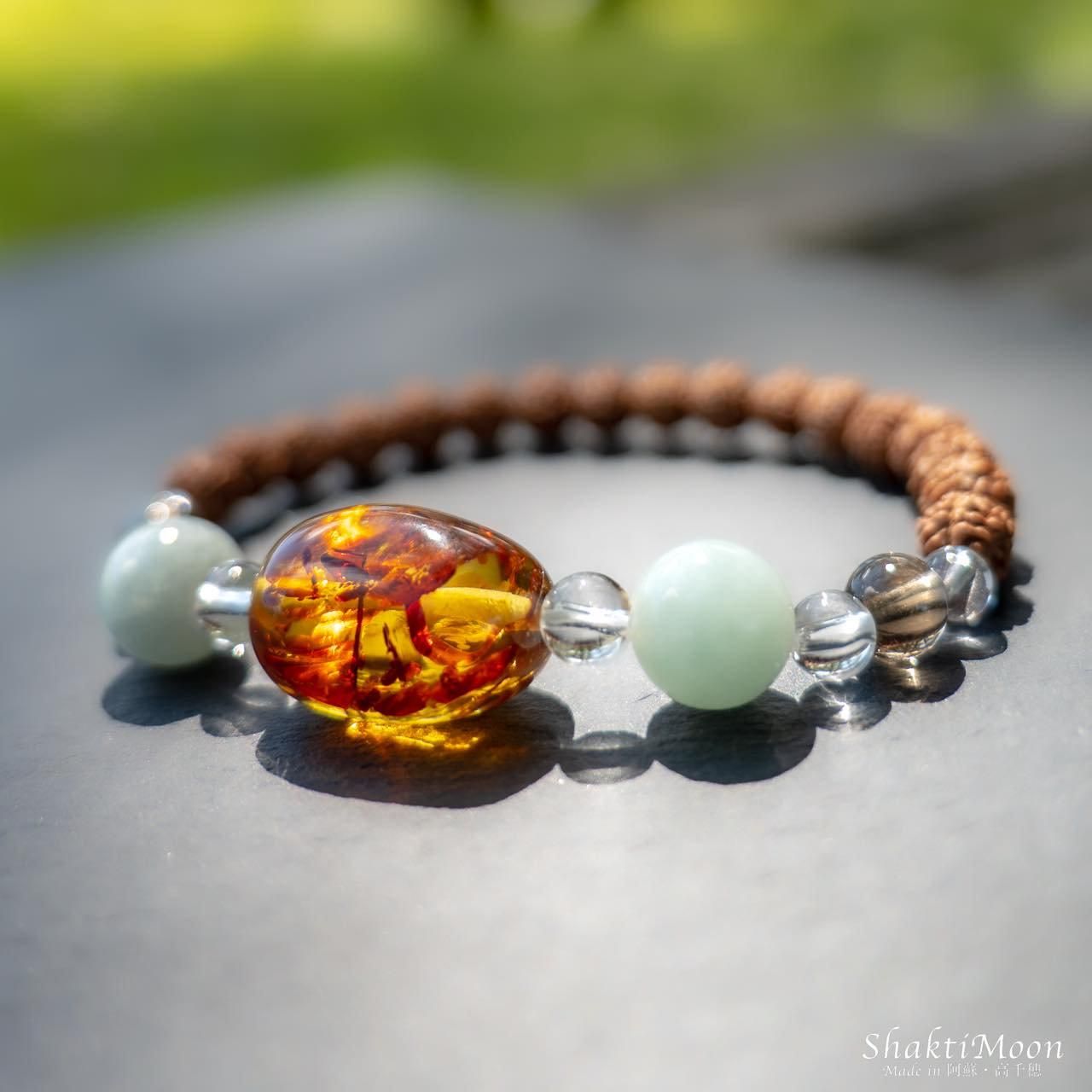 ✰︎‪ 琥珀 ✰ ✰︎　ルドラクシャブレスレット 堅実に事業を成功させたいあなたへ！超大粒！高品質アンバー