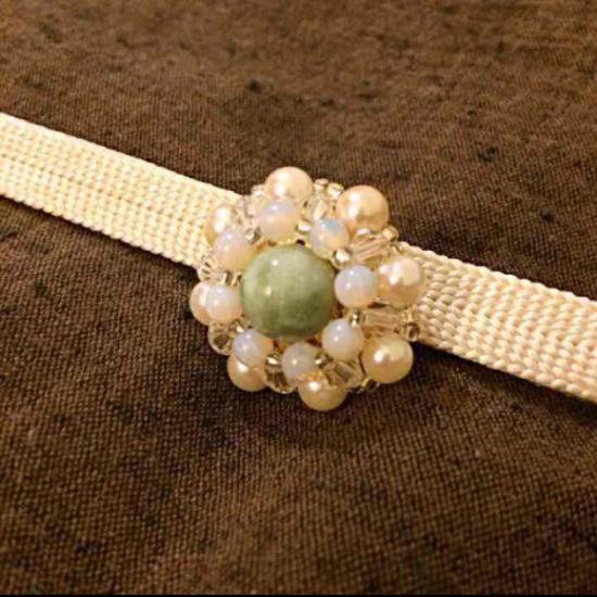 本真珠と本翡翠 の 帯留め - 和のハンドメイドのお店 七福庵