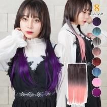 グラデーションポイントウィッグ ワンタッチエクステ ストレート エクステンション 部分ウィッグ レッド ピンク パープル ブルー オレンジ8色 韓国系 ピープス 原宿 LocoLoco