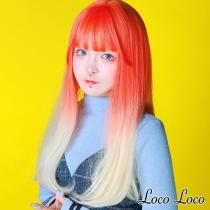 【即納】ウィッグ グラデーション オレンジ ゴールド イエロー 金 ロングストレート 派手髪 原宿系 個性派 オシャレ ファッション コスプレ 耐熱 LocoLoco ロコロコ
