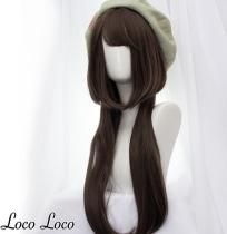 【即納】ウィッグ ウルフカット ダークブラウン 茶色 ハイレイヤー ロングストレート 派手髪 原宿系 個性派 オシャレ ファッション コスプレ 耐熱 LocoLoco ロコロコ