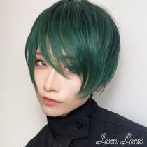 【即納】★コラボデザイン★ウィッグ ショートカット グリーン オリーブ ミックスカラー 緑 男装 ボーイッシュ 原宿系 ファッション コスプレ 耐熱 LocoLoco ロコロコ