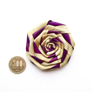 Lauhala rose purple & natural   / ラウハラローズ　パープル×ナチュラルル　（7〜8cm）