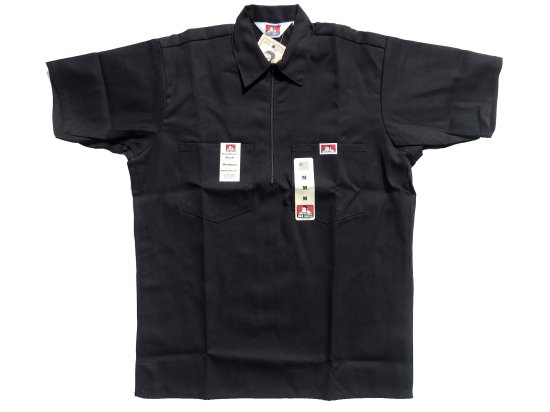 BEN DAVIS ٥ǥӥShort Sleeved Solid 1/2 ZIP ϡեåץġBLACK