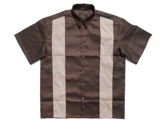 GARCIA SIGNATURE HATS ガルシアシグネイチャーハット Button-up TWO-TONE Short Sleeve Shirt Brown x Khaki