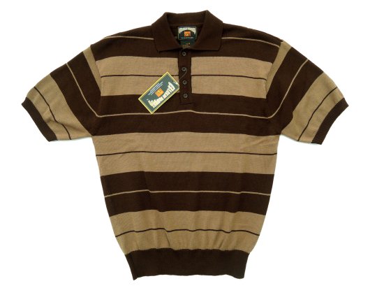 FB COUNTY  Charlie Brown Shirt ニットポロシャツ BROWN x TAN
