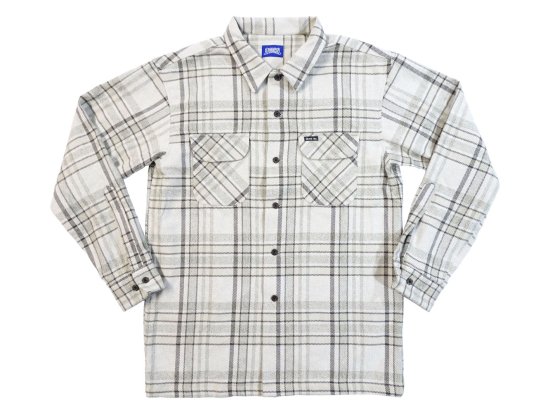 ACERS INC. エーサーズ   HEAVYWEIGHT COTTON FLANNEL SHIRT NATURAL x GREY