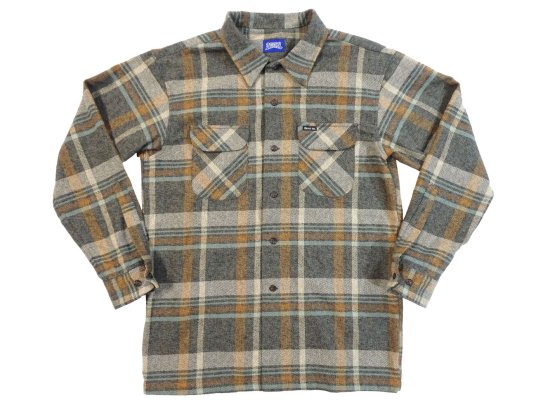 ACERS INC. エーサーズ   HEAVYWEIGHT COTTON FLANNEL SHIRT GREEN x BROWN