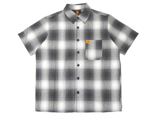 FB COUNTY Short Sleeve Checker Flannel Shirt  Charcoal/White